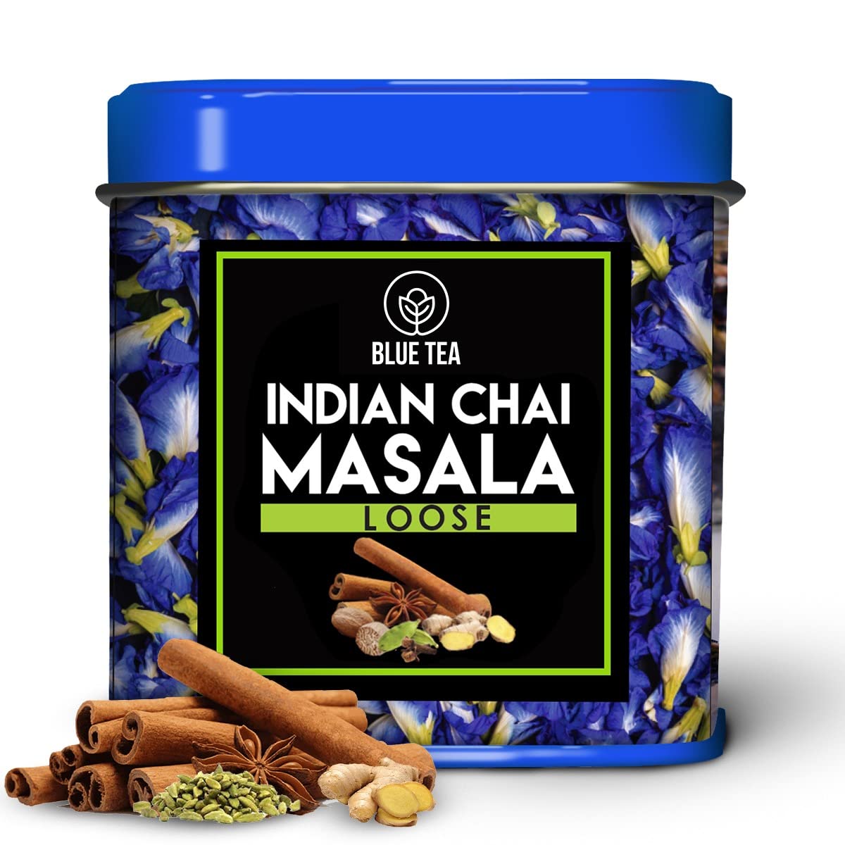 BLUE TEA - Indian Chai Masala Tea - Served on Indigo  Calming Masala Tea - 50g - 50+ Cups - Image 1