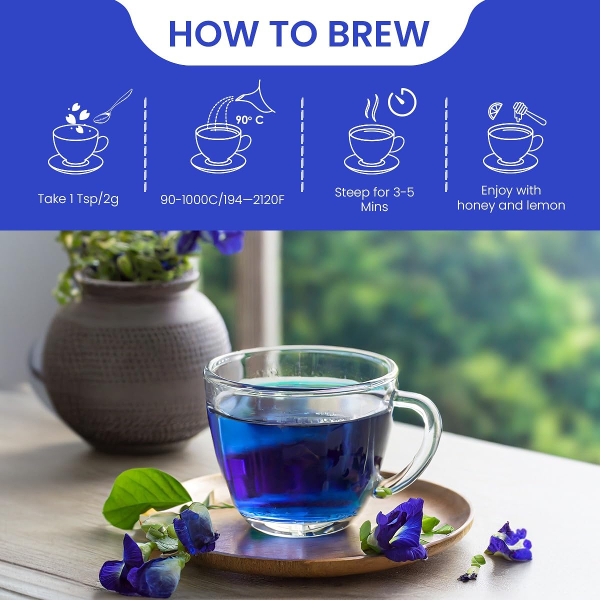 BLUE TEA - Indian Chai Masala Tea - Served on Indigo  Calming Masala Tea - 50g - 50+ Cups - Image 4