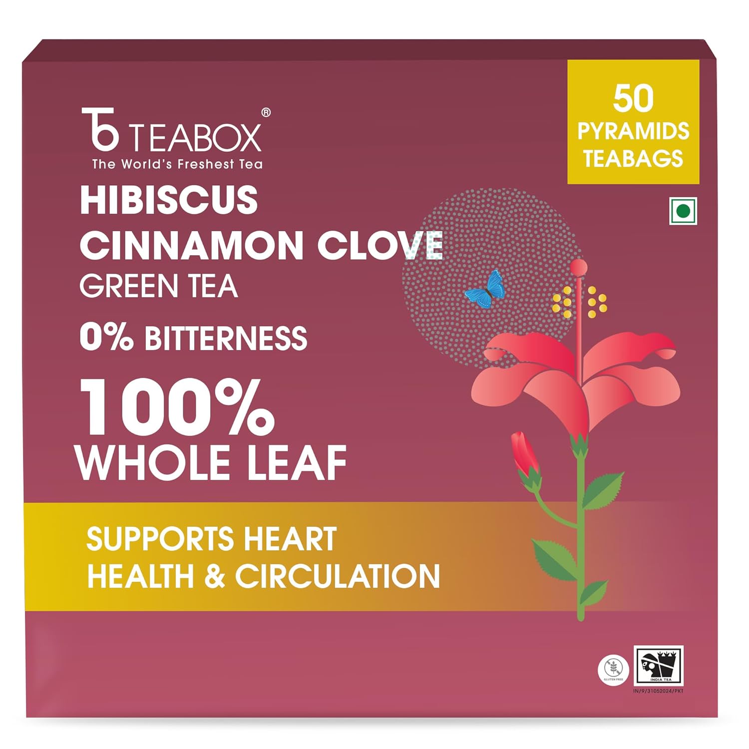 Teabox Hibiscus Cinnamon Clove Green Tea | 50 Tea Bags - Image 4
