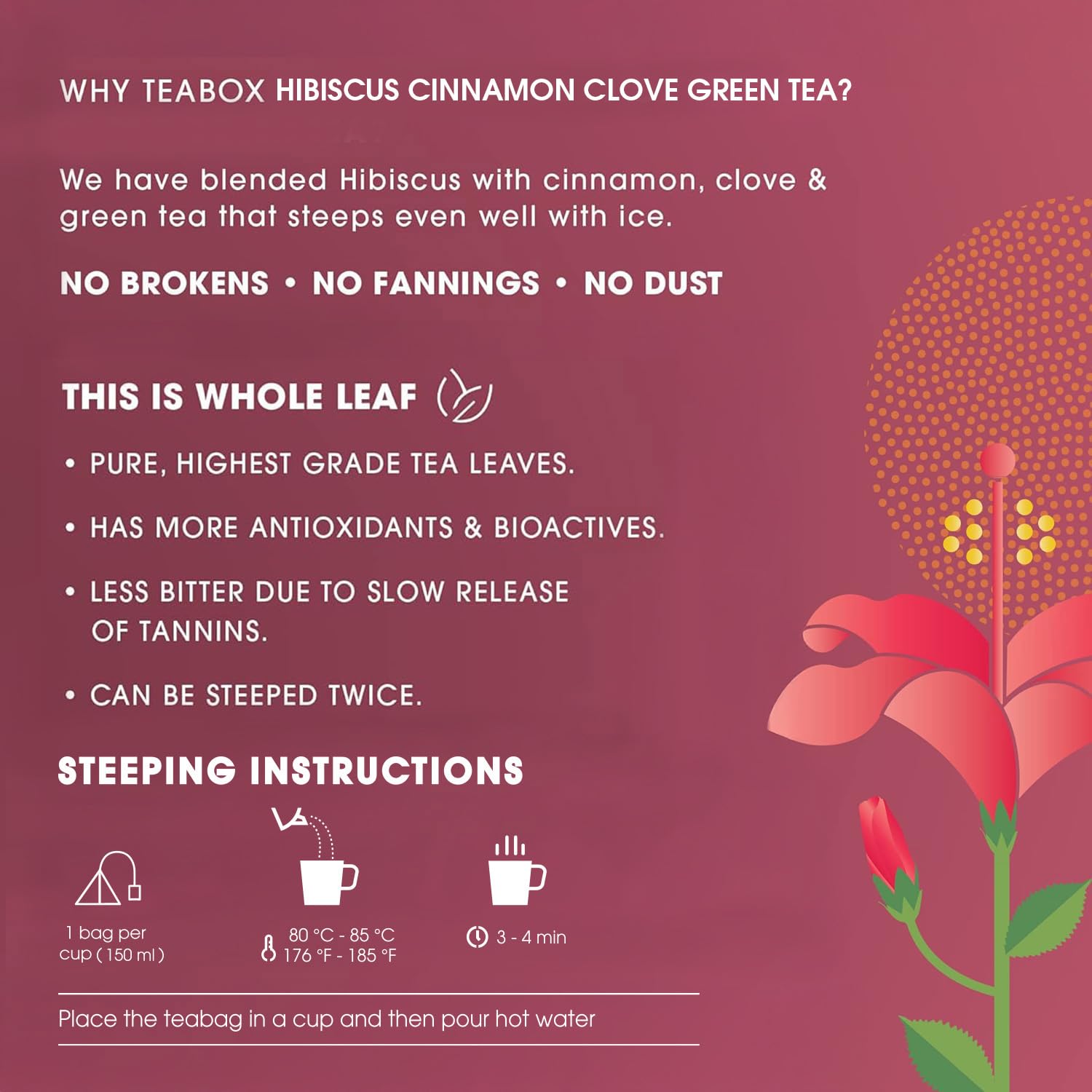 Teabox Hibiscus Cinnamon Clove Green Tea | 50 Tea Bags - Image 6