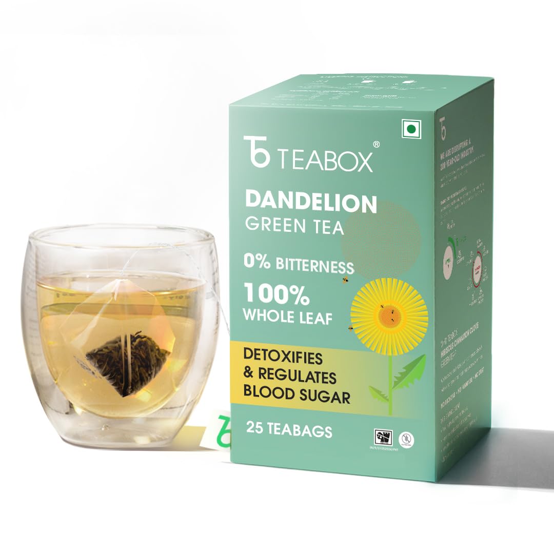 Teabox Premium Green Tea With Dandelion Roots | Whole Leaf & 0% Bitterness 25 Tea Bags (Low Caffeine) - Image 1