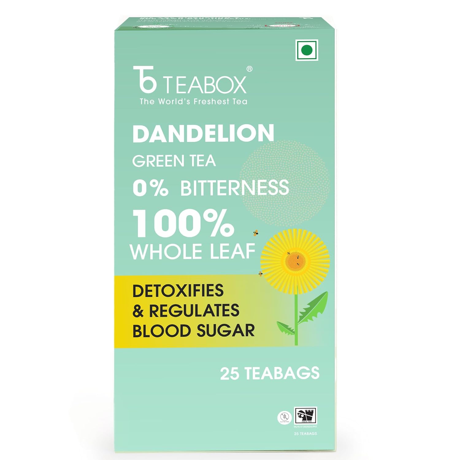 Teabox Premium Green Tea With Dandelion Roots | Whole Leaf & 0% Bitterness 25 Tea Bags (Low Caffeine) - Image 4