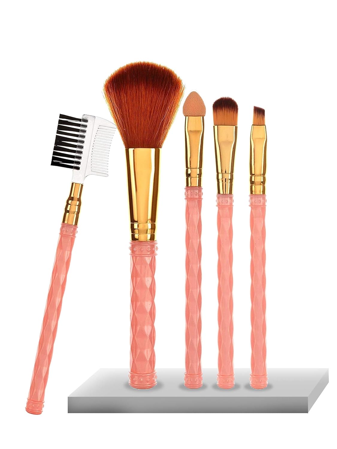 AY Makeup Brush Set of 5 and 1 Makeup Sponge Puff (colour may vary)  - Image 3