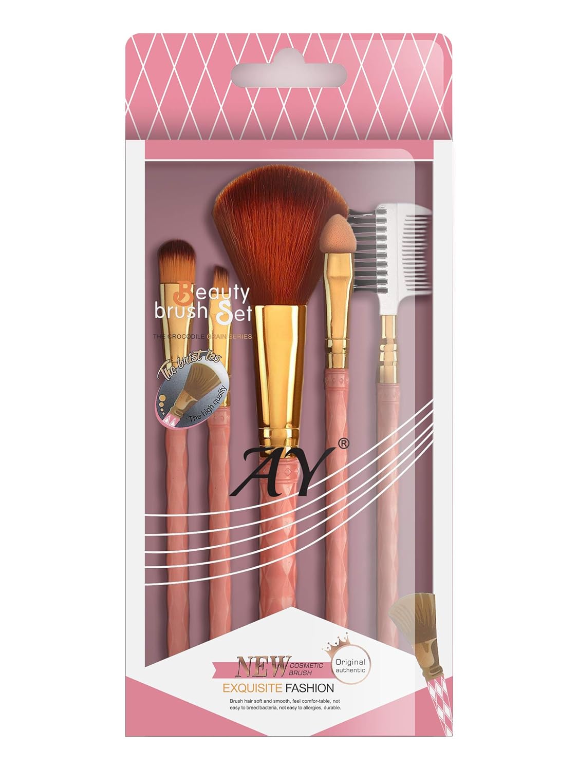 AY Makeup Brush Set of 5 and 1 Makeup Sponge Puff (colour may vary)  - Image 5