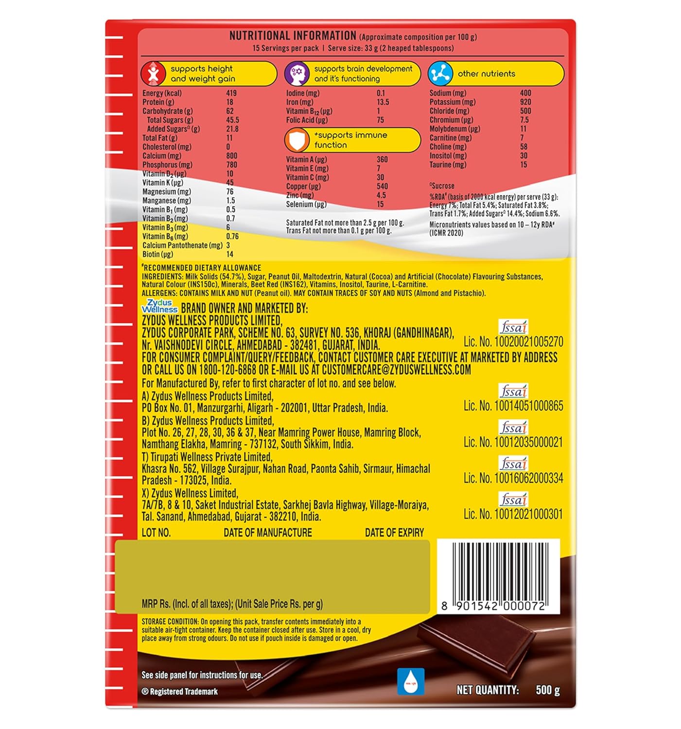 Complan Nutrition Drink Powder for Children, Royale Chocolate Flavour, 500 grams Carton - Image 10
