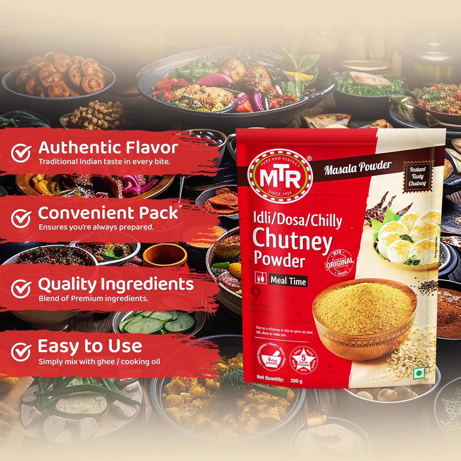 MTR Idli / Dosa / chilly Chutney Powder 200g - Image 4