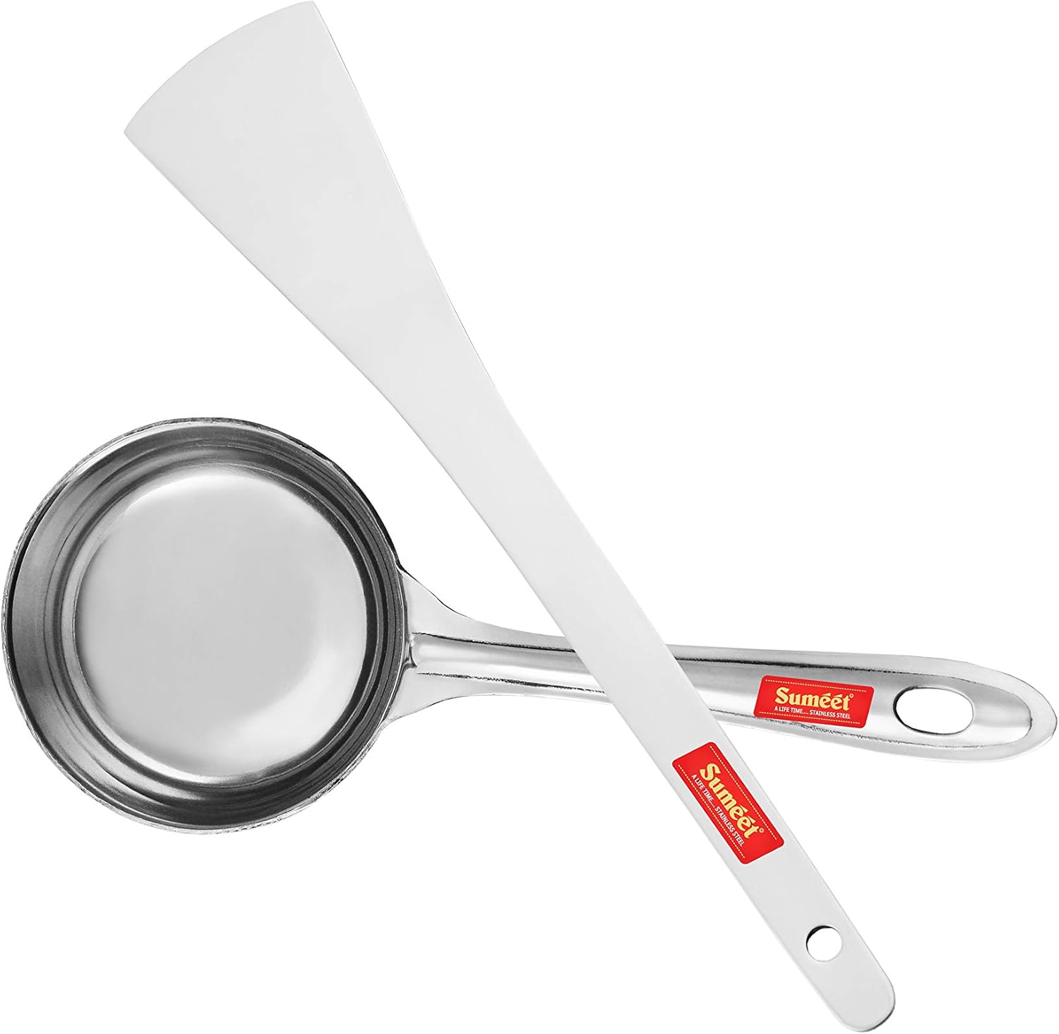 Sumeet Stainless Steel Perfect Dosa Making Spoon/Ladle Set of 2 Pcs (1 Turner, 1 Short Pour Ladle with Flat Base) - Image 5