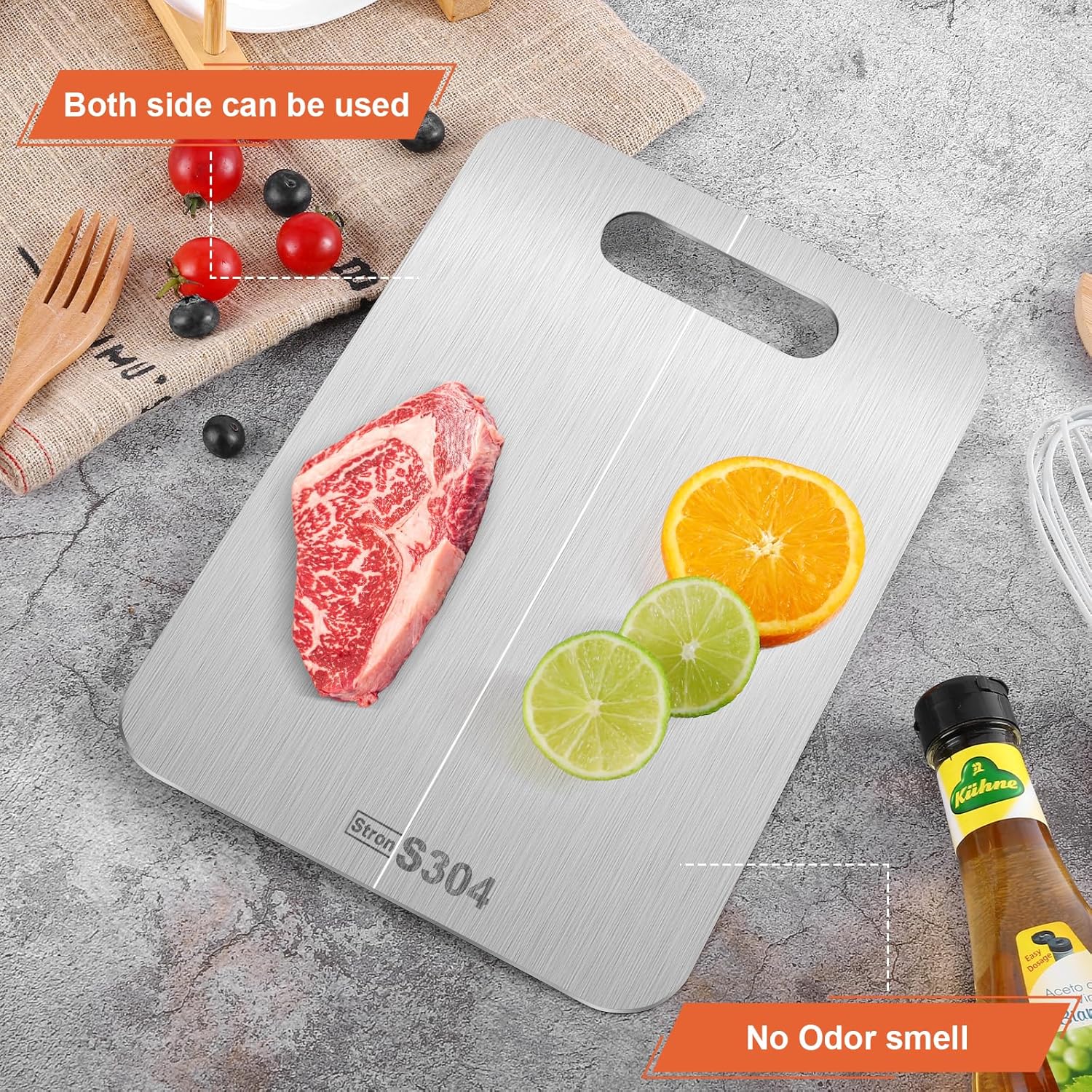 Stron-Dura Cutting Boards for Kitchen, Cutting Board, Foodgrade Stainless Steel Cutting Board - Image 4