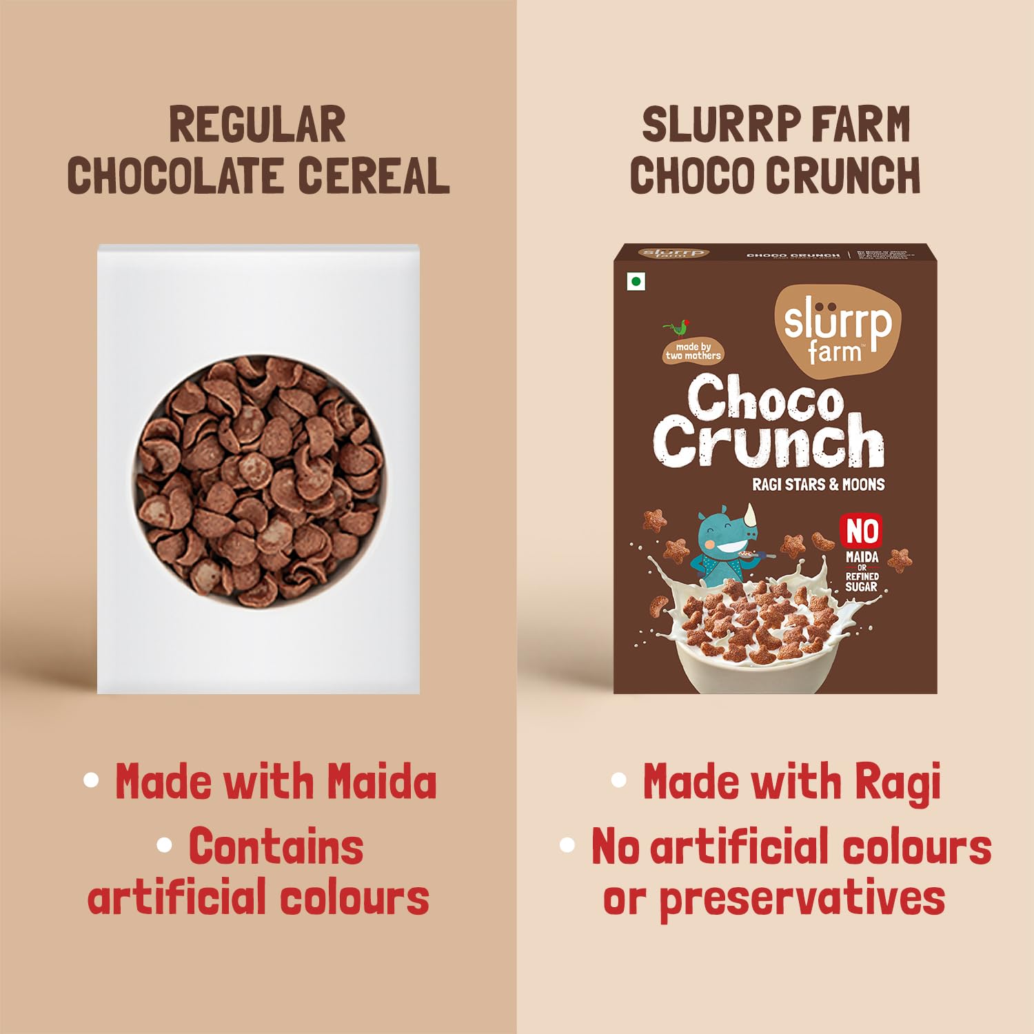 Slurrp Farm Choco Crunch Chocolate Cereal | No Maida, No Refined Sugar, No Added Colour | Ragi Stars and Moons | Healthy Breakfast for Kids | 300 g - Image 4