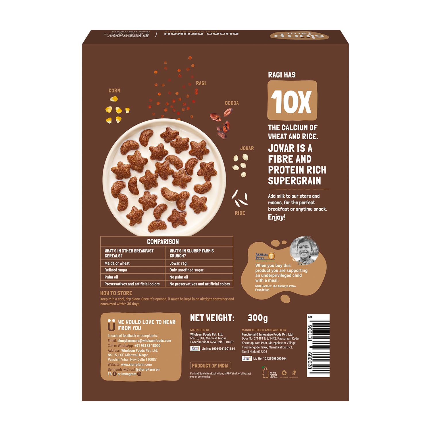 Slurrp Farm Choco Crunch Chocolate Cereal | No Maida, No Refined Sugar, No Added Colour | Ragi Stars and Moons | Healthy Breakfast for Kids | 300 g - Image 8