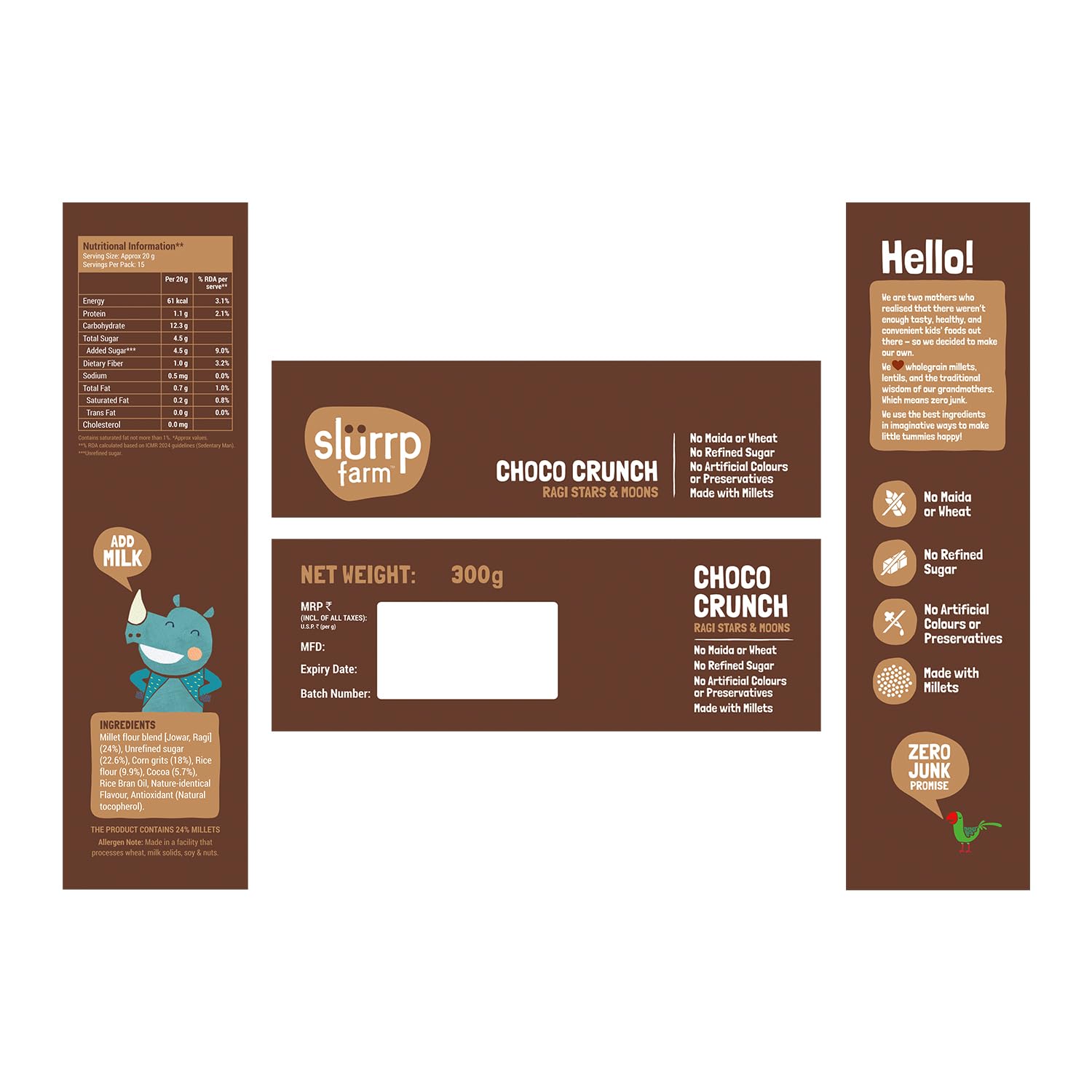 Slurrp Farm Choco Crunch Chocolate Cereal | No Maida, No Refined Sugar, No Added Colour | Ragi Stars and Moons | Healthy Breakfast for Kids | 300 g - Image 9