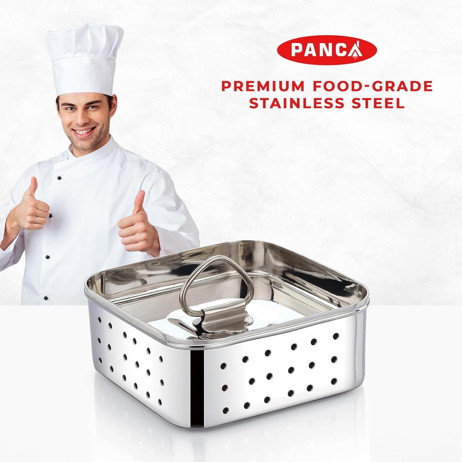 PANCA Stainless Steel Paneer Maker Mould Big Size, Paneer Press With Lid, Tofu Press Mould Maker, Whey Seperator (Square, 550ml Capacity) - Image 3