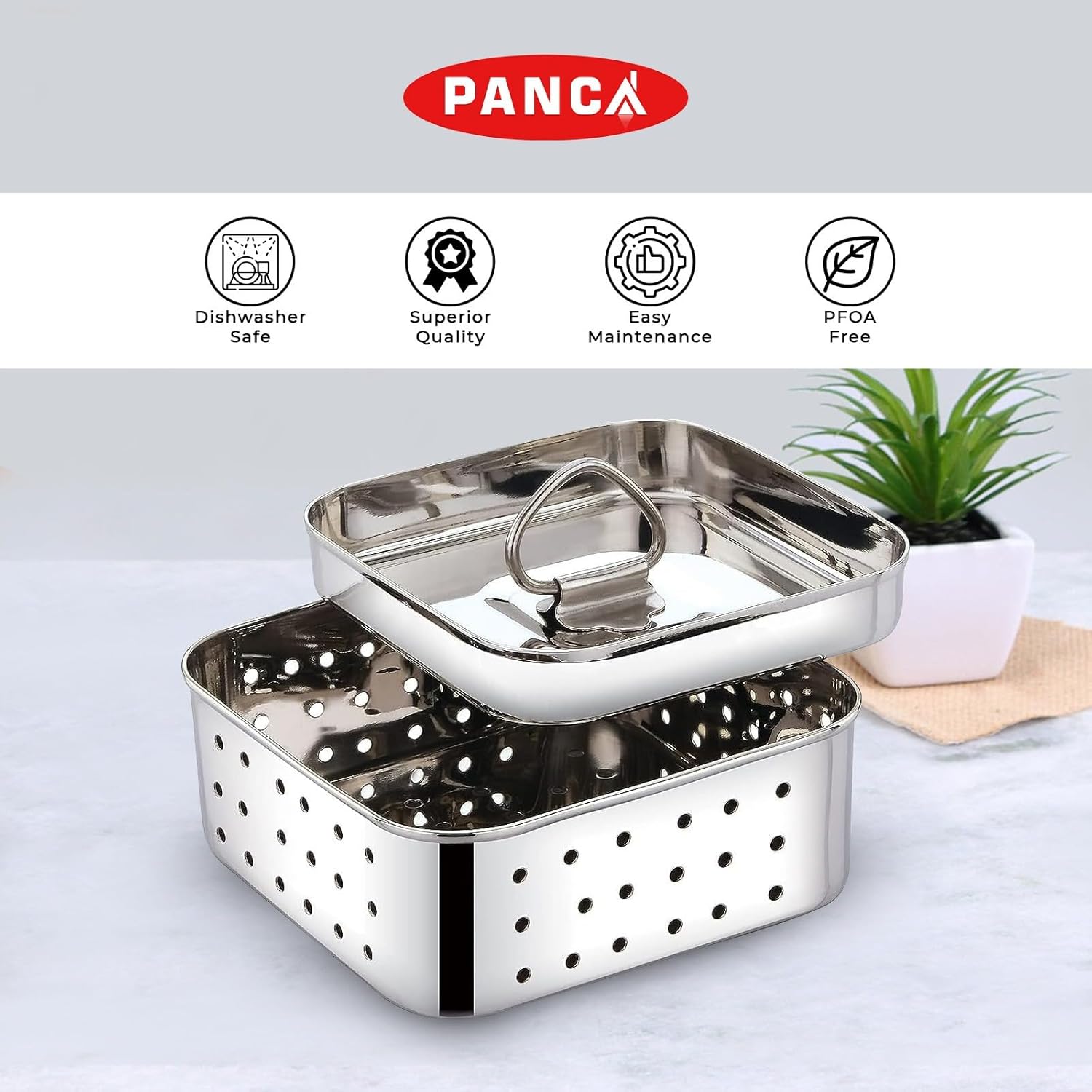 PANCA Stainless Steel Paneer Maker Mould Big Size, Paneer Press With Lid, Tofu Press Mould Maker, Whey Seperator (Square, 550ml Capacity) - Image 4