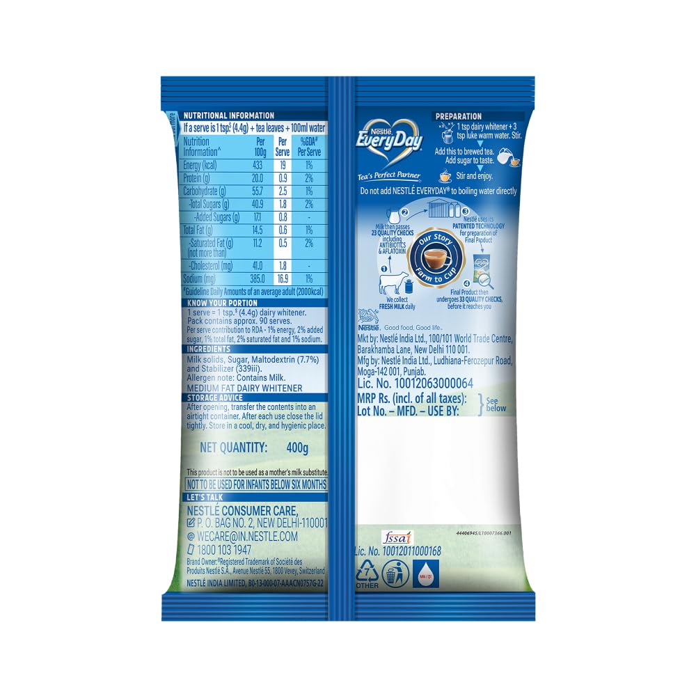 Nestle Everyday Dairy Whitener, 400g Pouch - Image 2
