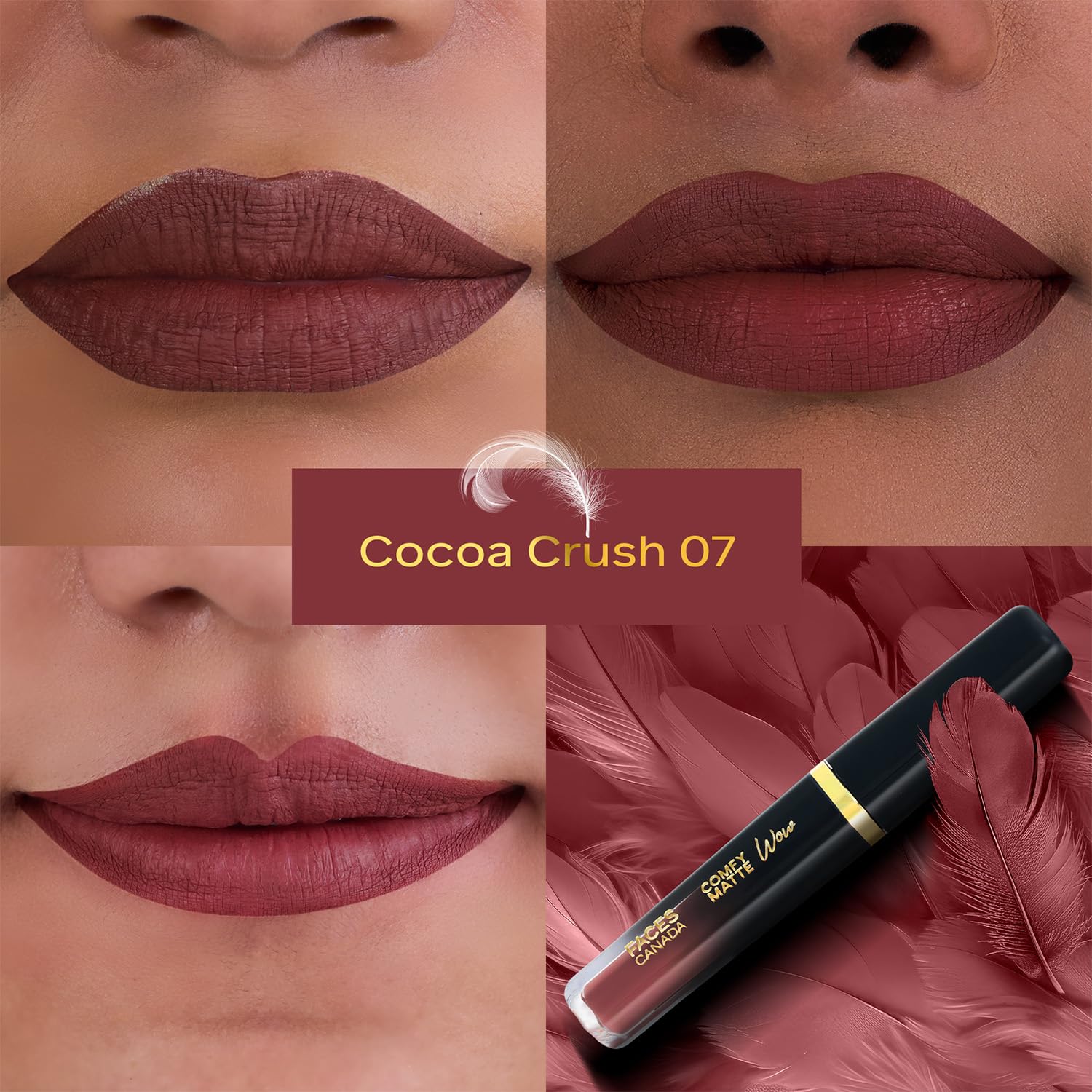 FACES CANADA Comfy Matte Wow Liquid Lipstick - Cocoa Crush 07 (Brown) 3.8ml  - Image 3