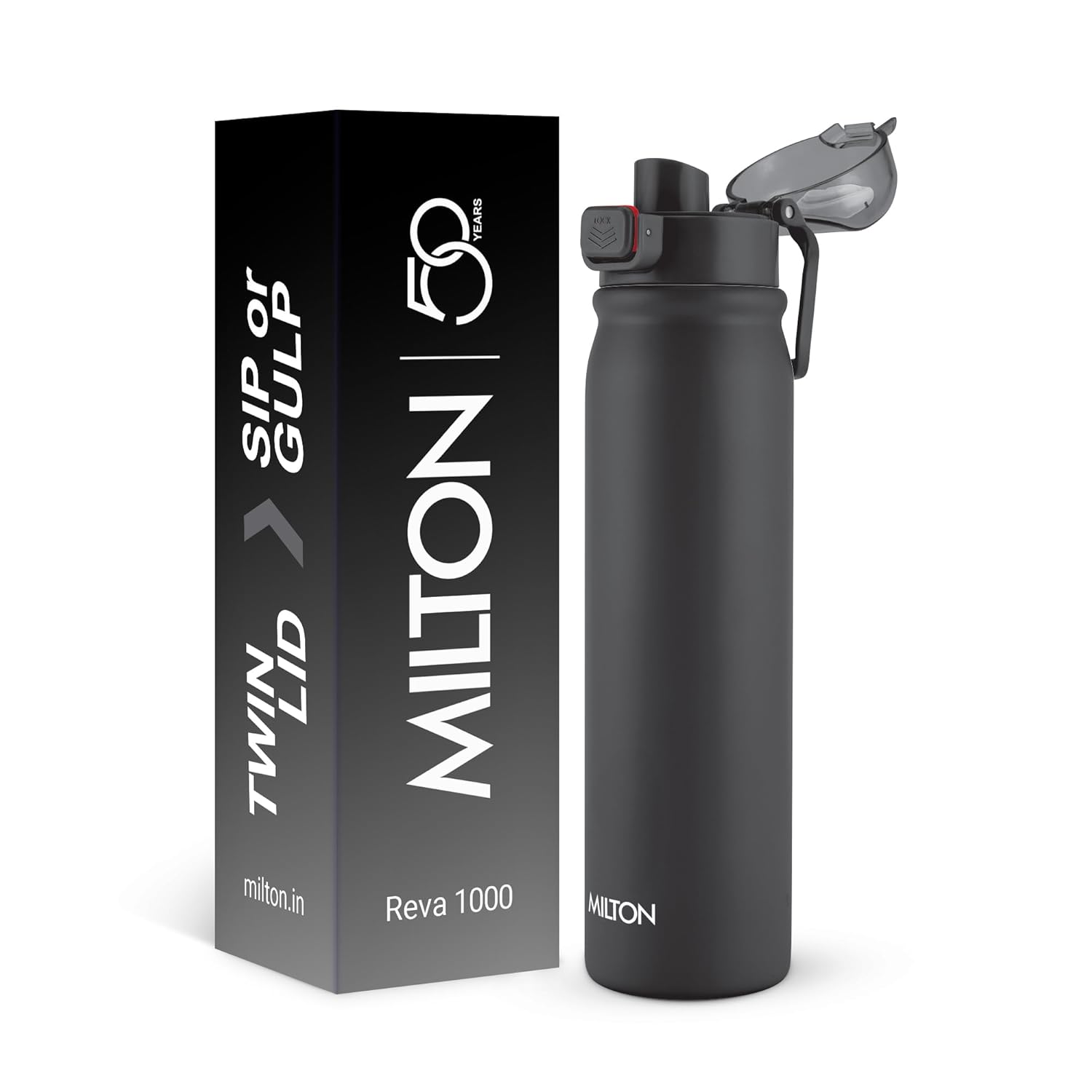 MILTON Reva 1000 ISI Certified Stainless Steel Water Bottle - Image 1
