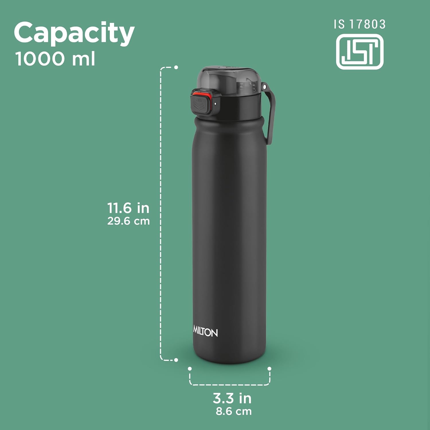 MILTON Reva 1000 ISI Certified Stainless Steel Water Bottle - Image 7