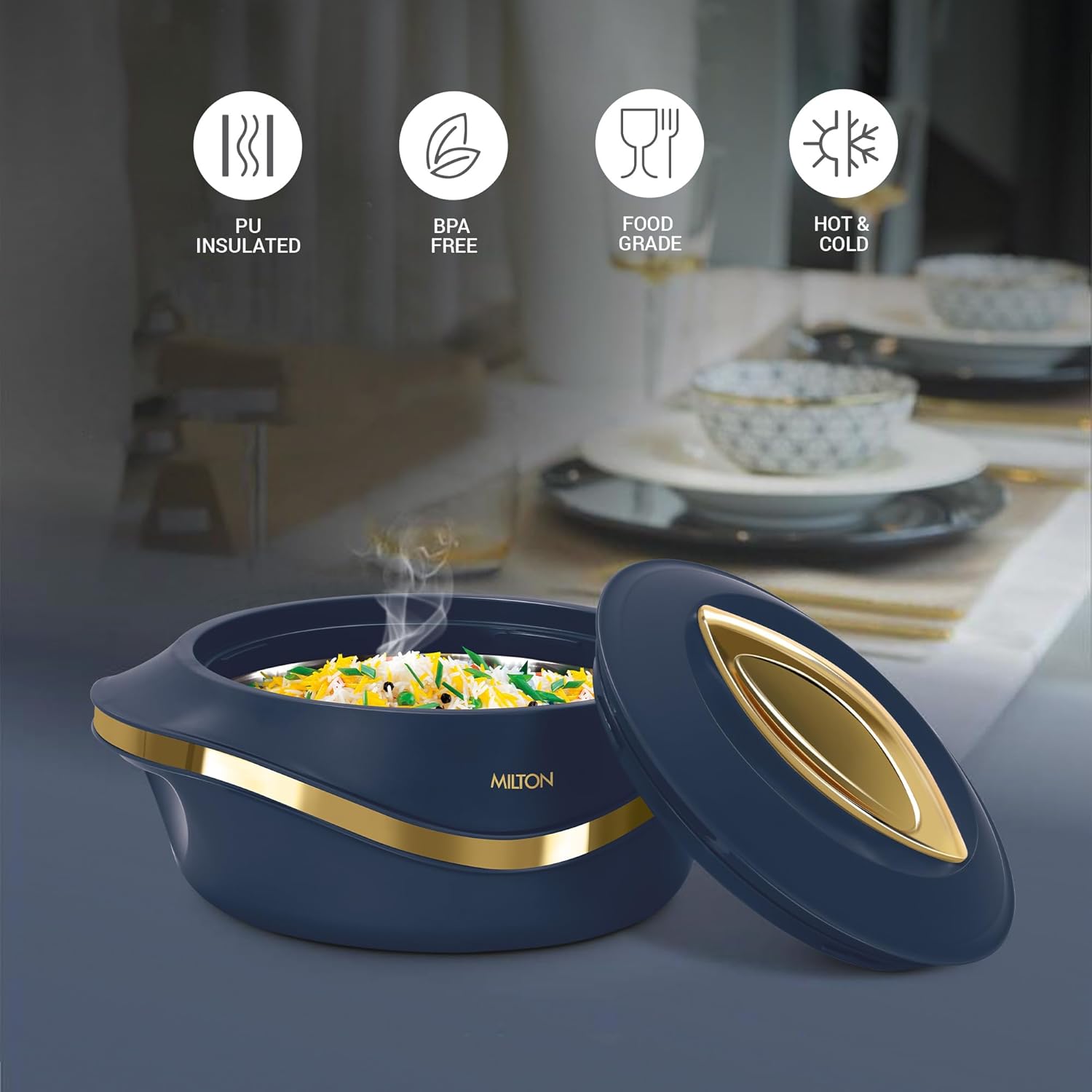 MILTON Pearl 1000 Inner Stainless Steel Casserole, 860 ml, Blue - Image 2