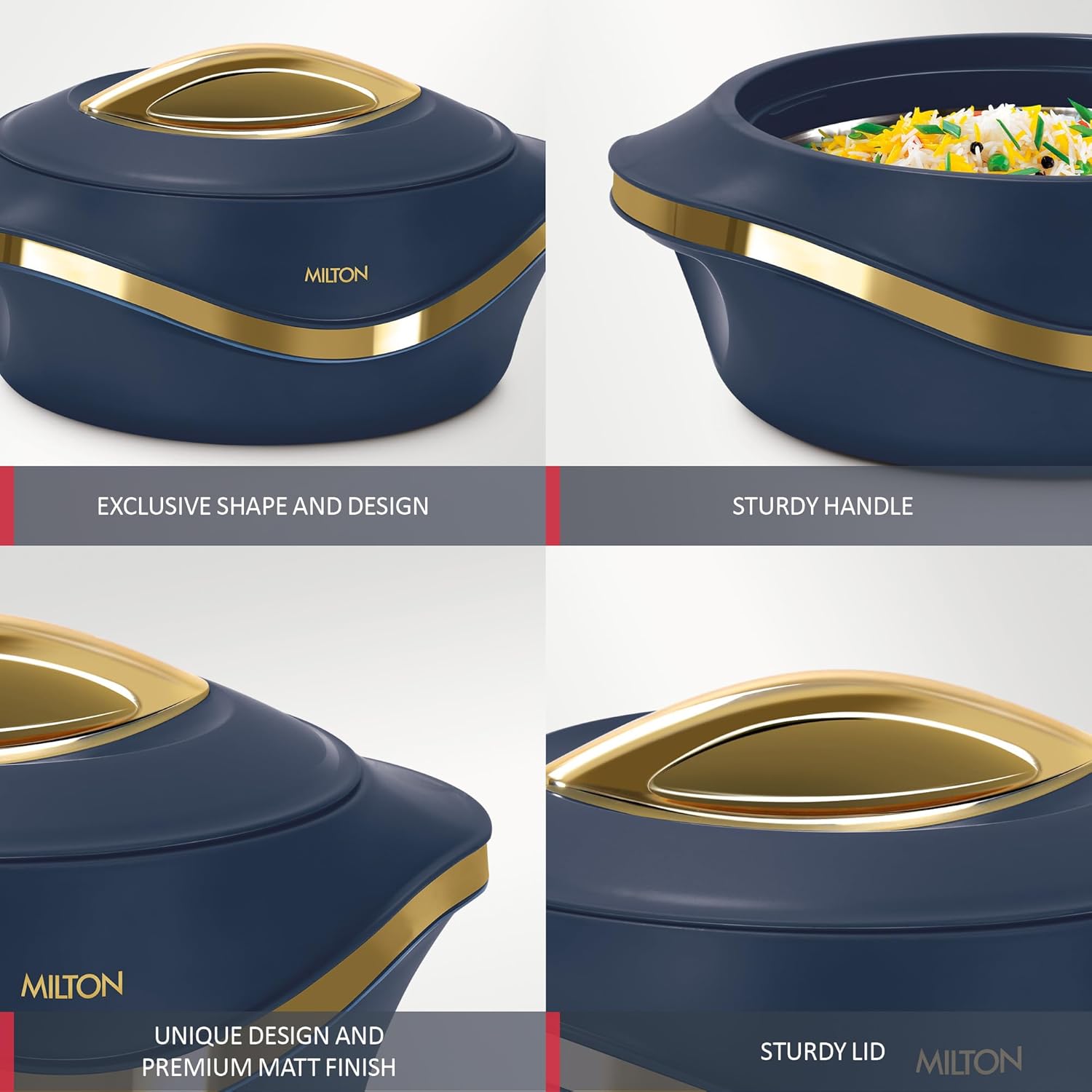 MILTON Pearl 1000 Inner Stainless Steel Casserole, 860 ml, Blue - Image 4