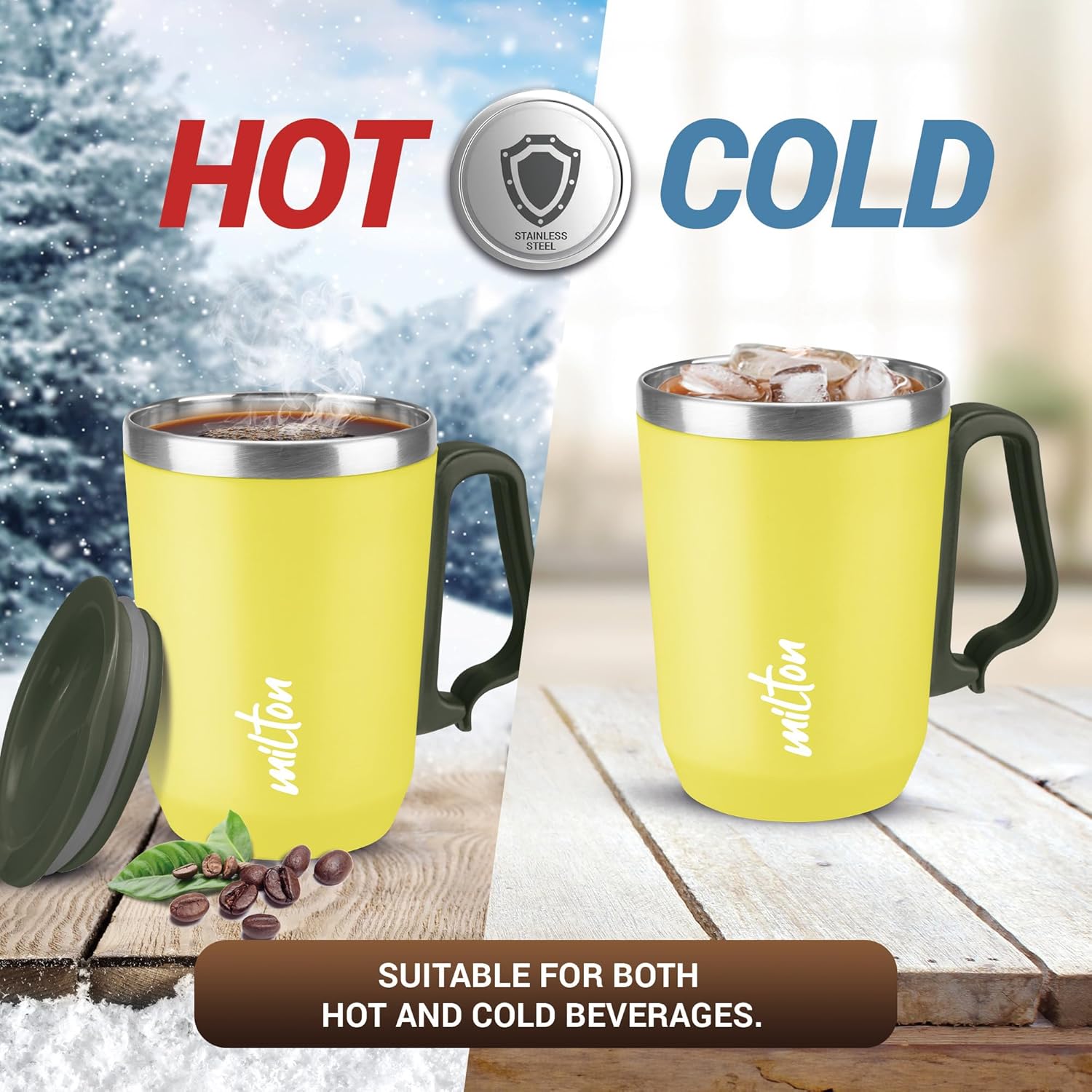 MILTON Cool Touch Coastal 350 Stainless Steel Mug with Lid - 300 ml - Image 4