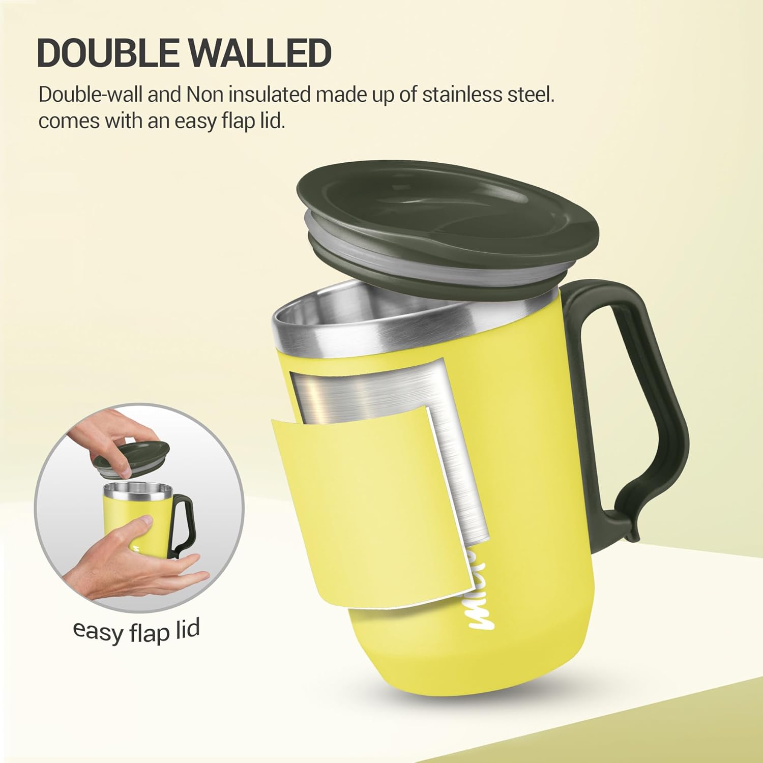 MILTON Cool Touch Coastal 350 Stainless Steel Mug with Lid - 300 ml - Image 5