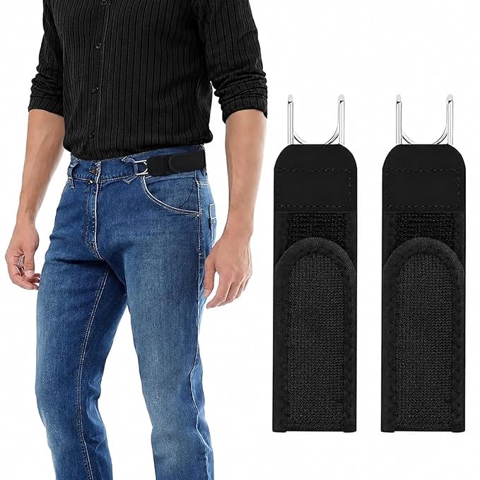 Premium Buckle Free Belt | Buckle Less Belt for Men & Women | Tactical Durable Metal Hook Elastic Belt | Invisible Buckleless Waist Belt | Black - Image 1