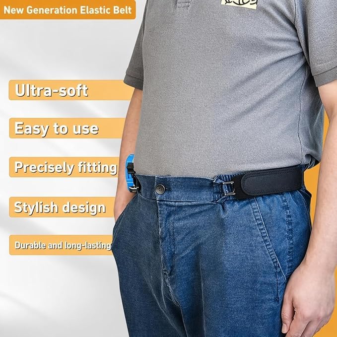 Premium Buckle Free Belt | Buckle Less Belt for Men & Women | Tactical Durable Metal Hook Elastic Belt | Invisible Buckleless Waist Belt | Black - Image 4