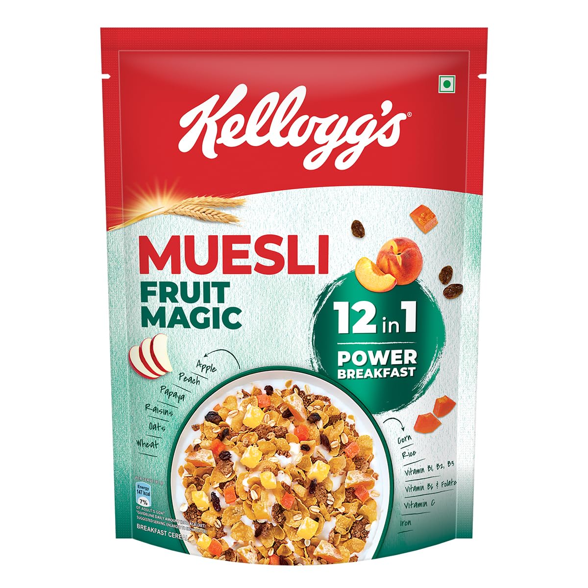 Kellogg's Muesli Fruit Magic 500G | 12-In-1 Power Breakfast | India'S No 1 Muesli | Multigrain Breakfast Cereal - Image 1