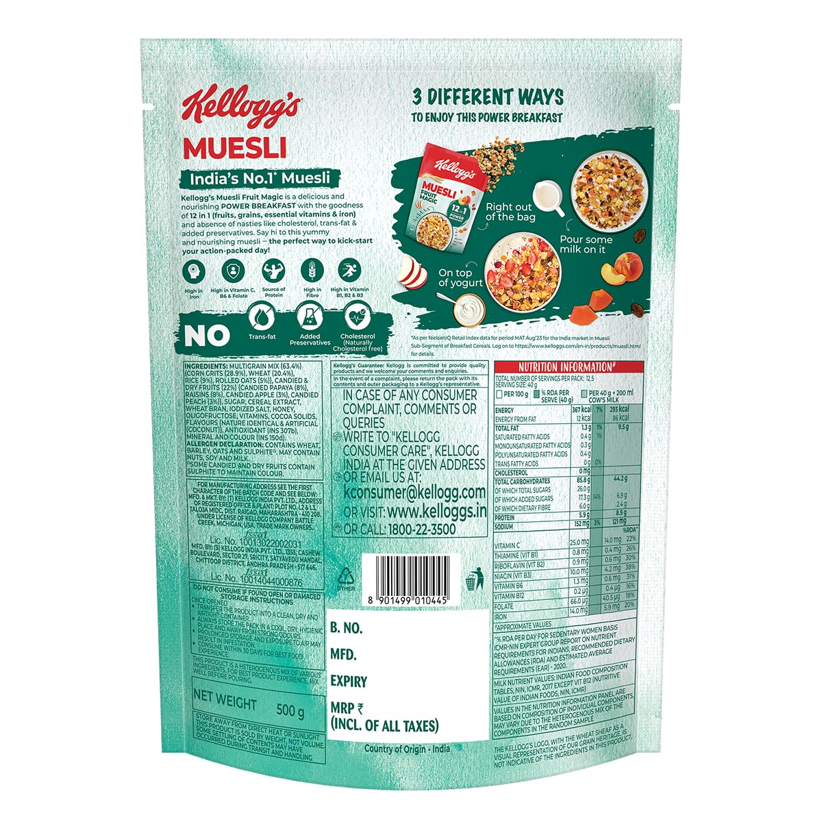 Kellogg's Muesli Fruit Magic 500G | 12-In-1 Power Breakfast | India'S No 1 Muesli | Multigrain Breakfast Cereal - Image 6