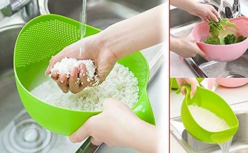 Clazkit Multi-Purpose Strainer or Washer Bowl for Rice Fruits & Vegetable Rice Bowl Color May Vary, Plastic - 10.2 x 17.5 x 24.3 Centimeters - Image 2