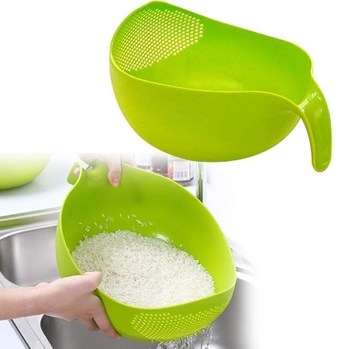 Clazkit Multi-Purpose Strainer or Washer Bowl for Rice Fruits & Vegetable Rice Bowl Color May Vary, Plastic - 10.2 x 17.5 x 24.3 Centimeters - Image 3