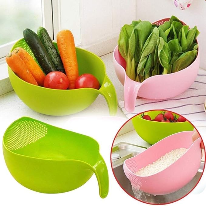 Clazkit Multi-Purpose Strainer or Washer Bowl for Rice Fruits & Vegetable Rice Bowl Color May Vary, Plastic - 10.2 x 17.5 x 24.3 Centimeters - Image 4