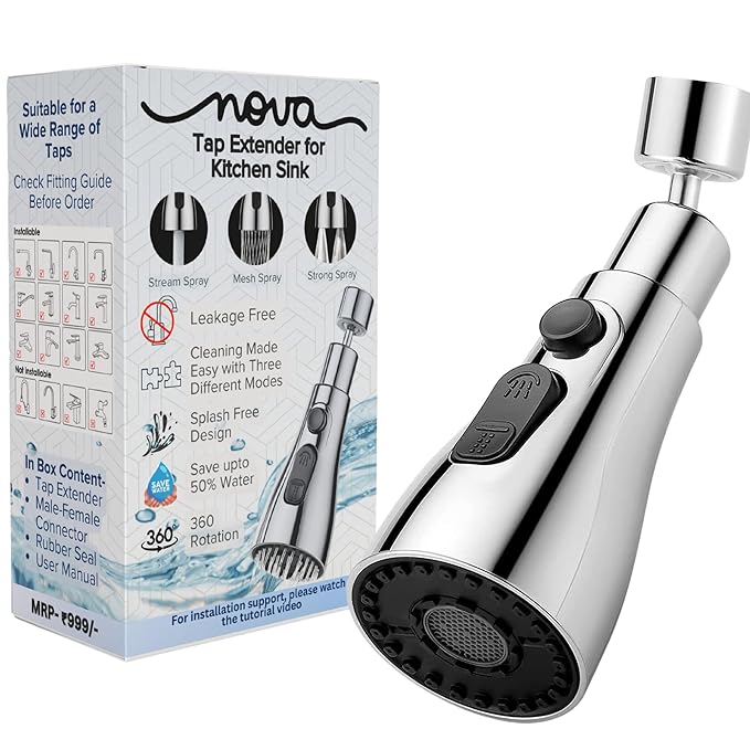 Nova Tap Extender for Kitchen Sink, Flexible Faucet with Tap Extension for Convenient Use Upgrade Your Kitchen Sink with Flexible Tap for Easy Access - Image 1