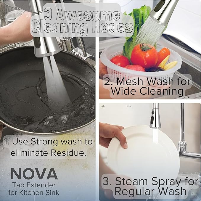 Nova Tap Extender for Kitchen Sink, Flexible Faucet with Tap Extension for Convenient Use Upgrade Your Kitchen Sink with Flexible Tap for Easy Access - Image 3