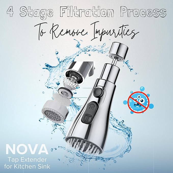 Nova Tap Extender for Kitchen Sink, Flexible Faucet with Tap Extension for Convenient Use Upgrade Your Kitchen Sink with Flexible Tap for Easy Access - Image 4