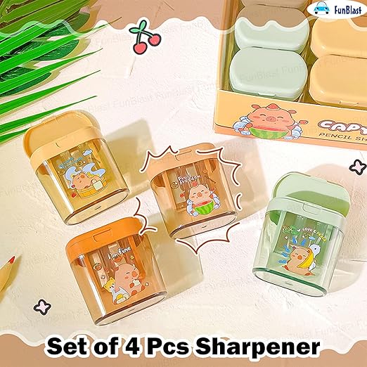 FunBlast Kawaii Capybara Pencil Sharpener – Set of 4 Pcs Sharpener for Kids with Two-Holes, Stationery Items Aesthetic, Stylish Sharpener for Kids, Birthday Return Gifts for Kids - Image 2