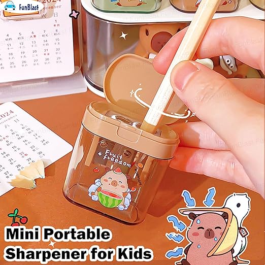 FunBlast Kawaii Capybara Pencil Sharpener – Set of 4 Pcs Sharpener for Kids with Two-Holes, Stationery Items Aesthetic, Stylish Sharpener for Kids, Birthday Return Gifts for Kids - Image 3