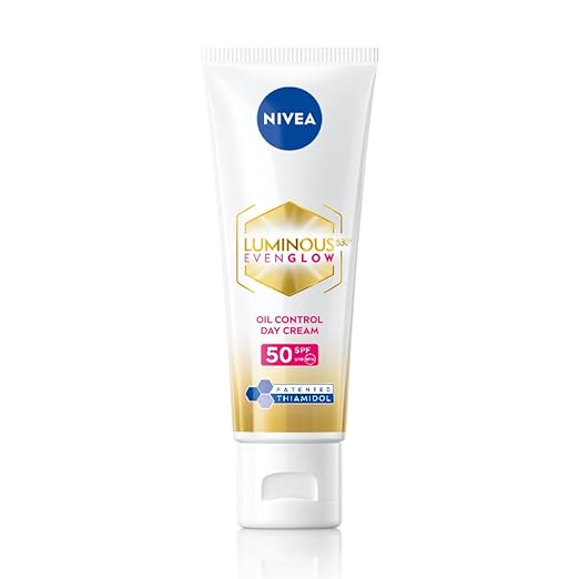 NIVEA Luminous Even Glow Oil Control Day Cream for face |SPF 50 with UV protection & UVA UVB filters | Thiamidol, Hyaluronic Acid, Vitamin E for Dark Spots Reduction & Deep Moisturization| 40ml - Image 2