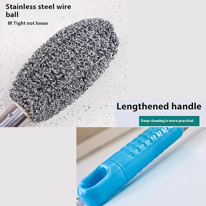 Virangna Long Handle Bottle Cleaning Brush – Stainless Steel Scrubber for Water Bottles, Containers, Vases, and Glasses – Multipurpose Kitchen and Bathroom Cleaner with Gap Cleaning Wire (Pack of 1) - Image 2