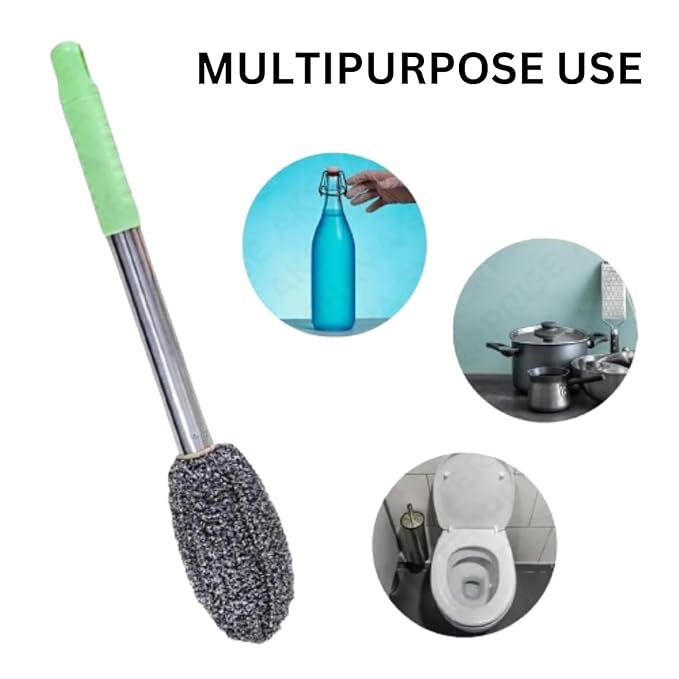 Virangna Long Handle Bottle Cleaning Brush – Stainless Steel Scrubber for Water Bottles, Containers, Vases, and Glasses – Multipurpose Kitchen and Bathroom Cleaner with Gap Cleaning Wire (Pack of 1) - Image 3