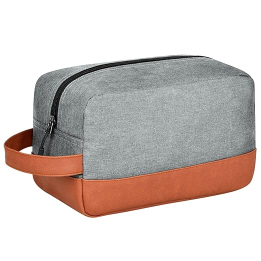 FATMUG Travel Bag -Toiletry Organizer Shaving Kit for Men - Cosmetics Pouch for Women - Light Grey - Image 1