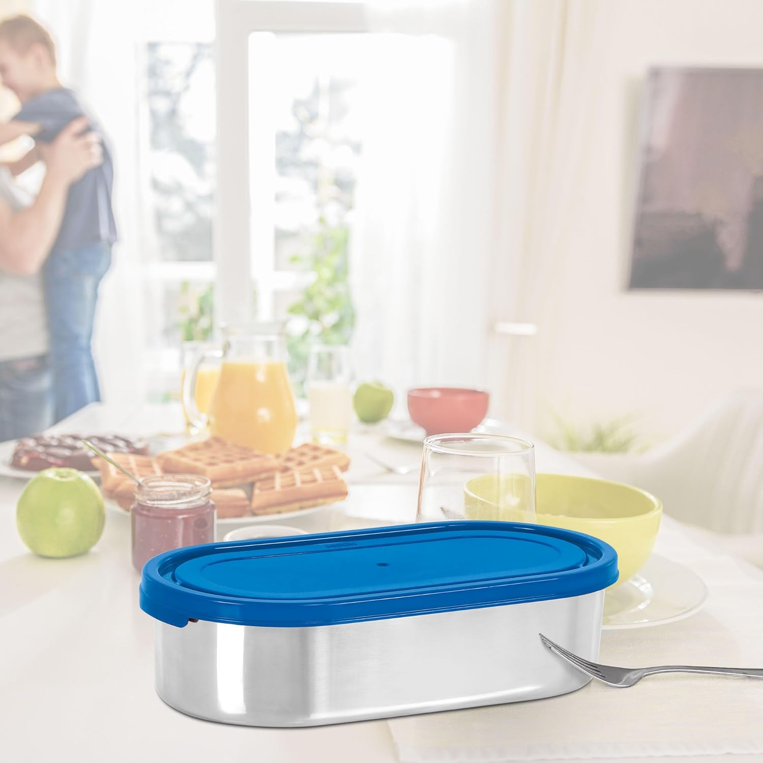 MILTON Steel Slider Stainless Steel Container, 675 ml, Blue | Tiffin | Refrigerator Free| Food Grade - Image 5