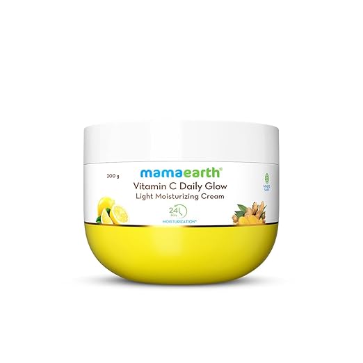 Mamaearth Vitamin C Daily Glow Light Moisturizing Cream with Vitamin C & Turmeric 200g | For Face, Hand & Body | 24H Moisturization | Quick Absorbing, Non-Greasy | Soft Moisturizer - Image 1