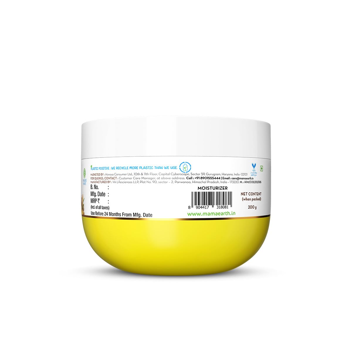 Mamaearth Vitamin C Daily Glow Light Moisturizing Cream with Vitamin C & Turmeric 200g | For Face, Hand & Body | 24H Moisturization | Quick Absorbing, Non-Greasy | Soft Moisturizer - Image 2