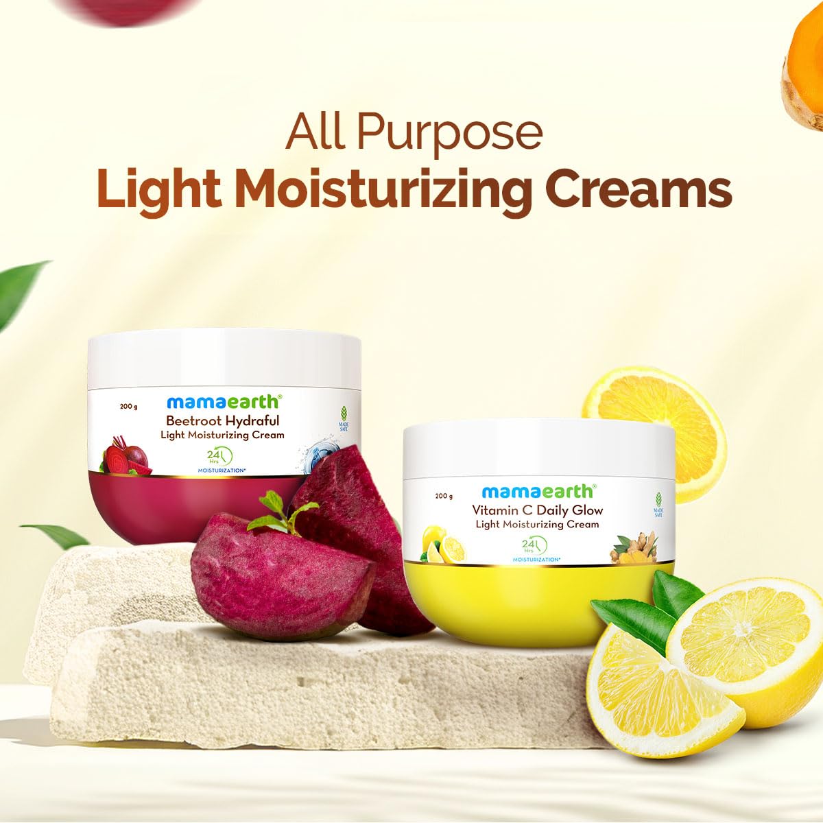 Mamaearth Vitamin C Daily Glow Light Moisturizing Cream with Vitamin C & Turmeric 200g | For Face, Hand & Body | 24H Moisturization | Quick Absorbing, Non-Greasy | Soft Moisturizer - Image 9