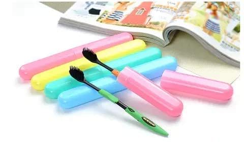 SR Plastic 4 Pcs Bathroom Tooth Brush Holder Tube Cap Cover Protect Case Box Toothbrush - Made in India (Cover - Multicolor) - Image 2