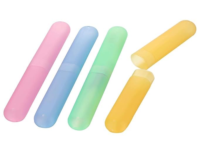 SR Plastic 4 Pcs Bathroom Tooth Brush Holder Tube Cap Cover Protect Case Box Toothbrush - Made in India (Cover - Multicolor) - Image 5