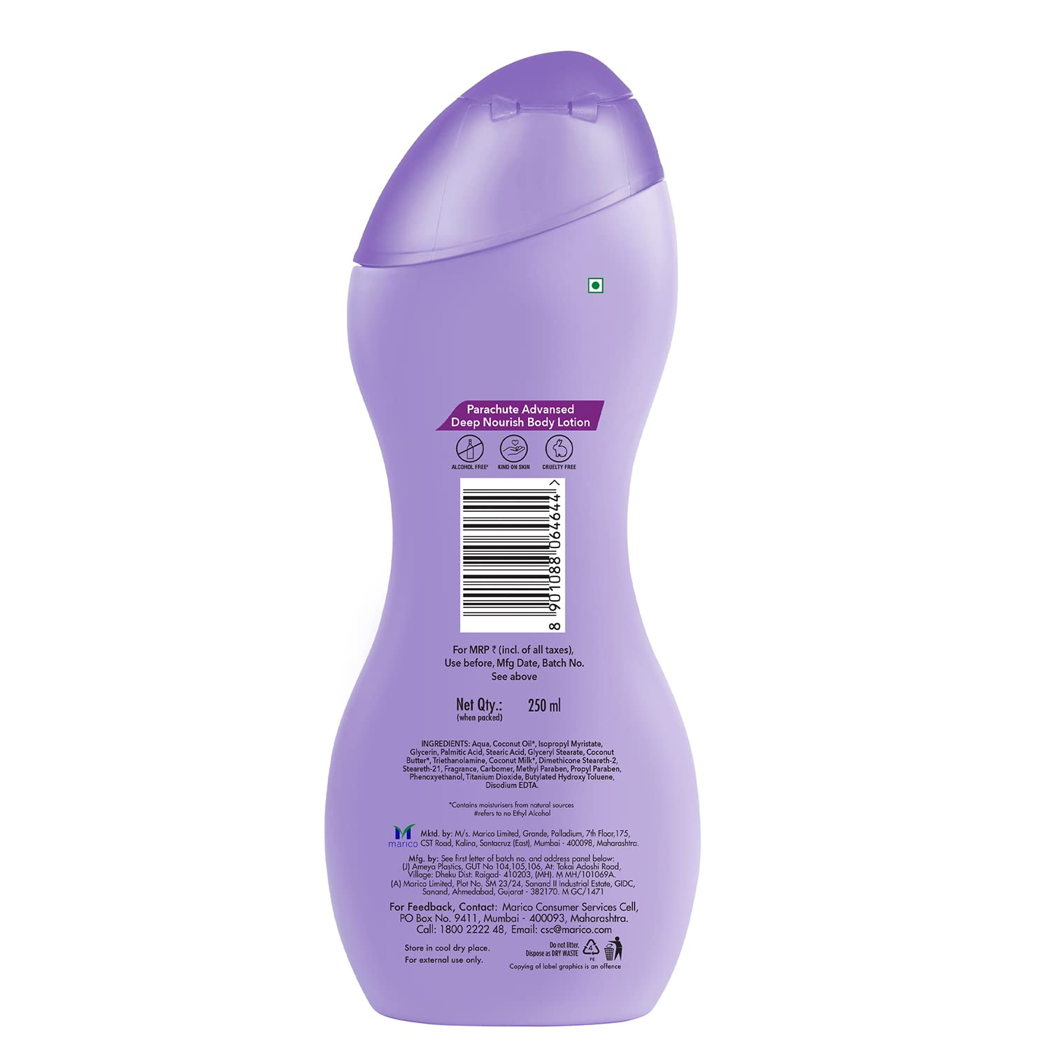 Parachute  Advansed Deep Nourish Body Lotion for Women & Men, Dry Skin, 250ml | Pure Coconut Milk, 100% Natural, 72h Moisturisation - Image 2