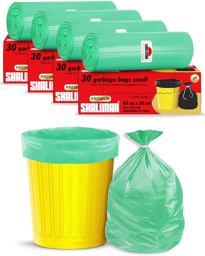 Shalimar Premium (Lavender Fragrance) Scented Garbage Bags Small Size 17x19 Inches|120 Bags (Pack of 4 Rolls with 30 Bags Each) for Dustbin Bag/Trash Bag (Green) - Perforated Box for Easy Dispensing - Image 1