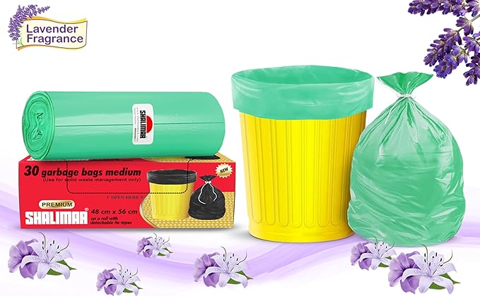 Shalimar Premium (Lavender Fragrance) Scented Garbage Bags Small Size 17x19 Inches|120 Bags (Pack of 4 Rolls with 30 Bags Each) for Dustbin Bag/Trash Bag (Green) - Perforated Box for Easy Dispensing - Image 2